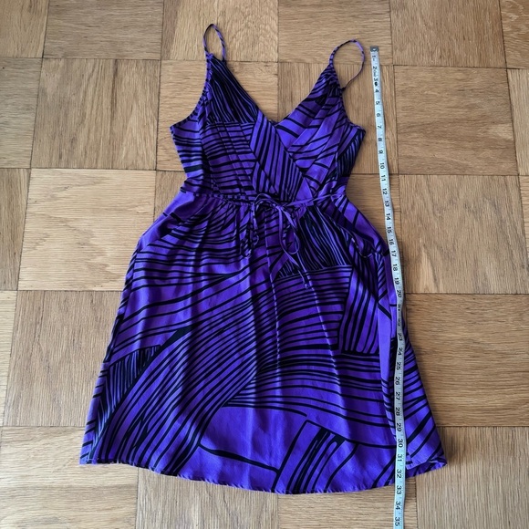 Yumi Kim Small Silk Mini Dress Purple Black Abstract Print Sleeveless Pockets - Picture 8 of 8
